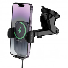Автотримач для телефона з БЗП BOROFONE BH222 Leading push-type wireless fast charging car holder(center console) Black (6941991119019)
