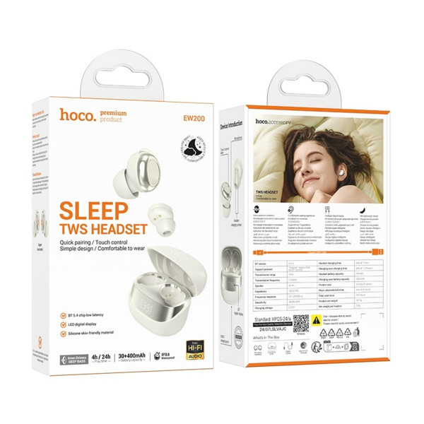 Бездротові навушники HOCO EW200 Elegant true wireless sleep BT headset Milky White