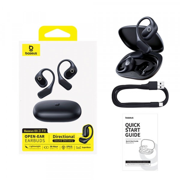 Бездротові навушники TWS Baseus Eli 2i Fit Open-Ear,ENC, IPX5, Cosmic Black (A0102604)