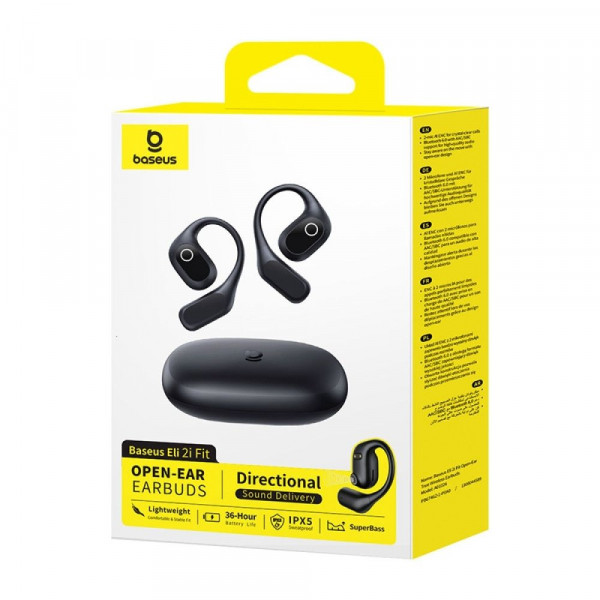 Бездротові навушники TWS Baseus Eli 2i Fit Open-Ear,ENC, IPX5, Cosmic Black (A0102604)