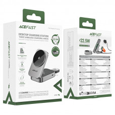 Бездротовий зарядний пристрій ACEFAST E22 Desktop 3-in-1 Wireless Charging holder Metal Gray (6974316284079)