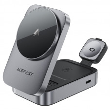Бездротовий зарядний пристрій ACEFAST E22 Desktop 3-in-1 Wireless Charging holder Metal Gray (6974316284079)