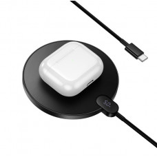 Бездротовий зарядний пристрій HOCO CW62 Peak desktop wireless fast charger with digital display and cable Black (6942007654517)