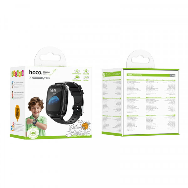 Дитячий смарт-годинник HOCO Y106 4G children phone watch Black (6942007658690)