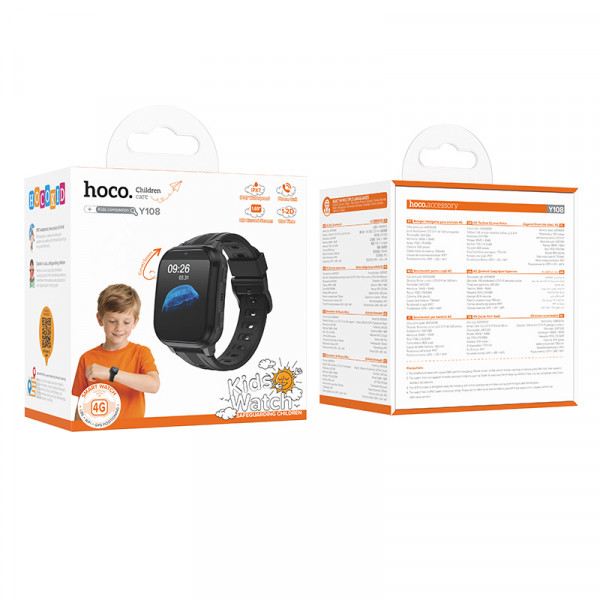 Дитячий смарт-годинник HOCO Y108 4G children phone-watch Black (6942007680936)
