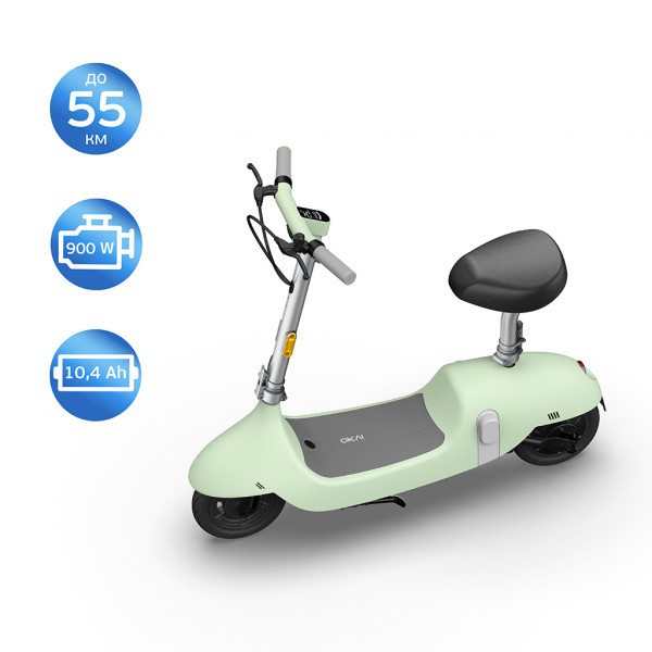 Електросамокат з сидінням OKAI Ceetle PRO EA10C Mint Green 10', 350(900)W, 25Km/h, 10,4Ah, 55Km, 20%,NFC, App, 29kg