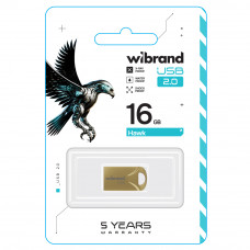 Флеш-накопичувач Wibrand USB 2.0 Hawk 16Gb Gold (WI2.0/HA16M1G)