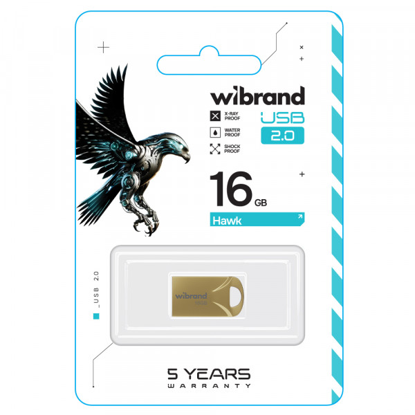 Флеш-накопичувач Wibrand USB 2.0 Hawk 16Gb Gold (WI2.0/HA16M1G)