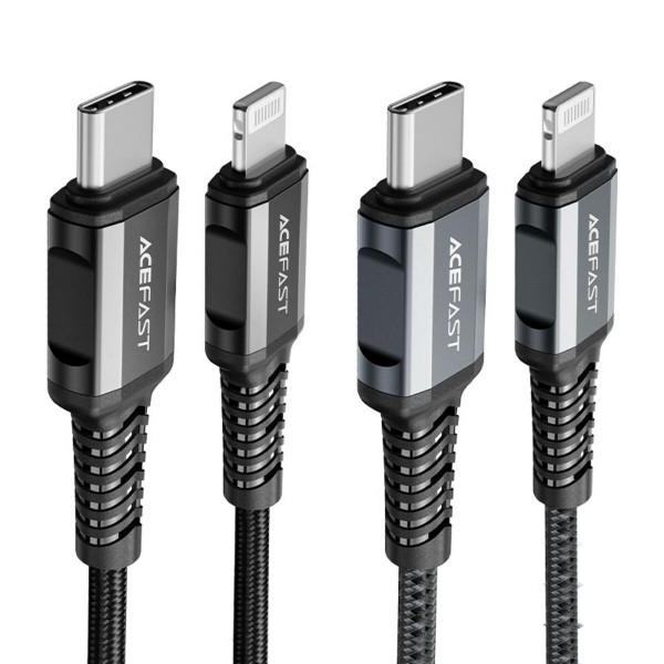 Кабель ACEFAST C1-01 Type-C to iP 3A, 1.2m, nylon, aluminum connectors, Чорний