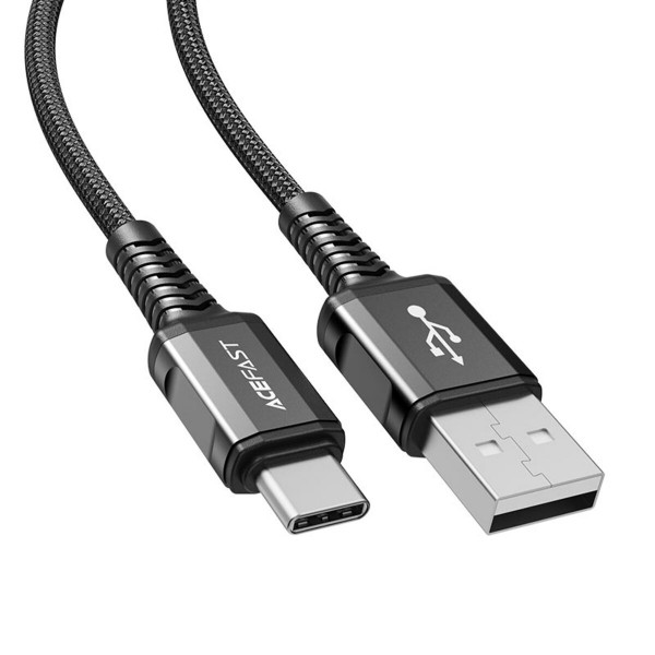 Кабель ACEFAST C1-04 USB to Type-C 3A, 1.2m, nylon aluminum connectors, Чорний