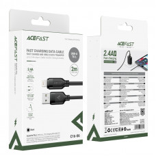 Кабель ACEFAST C16-06, USB to iP, 2.4A, 2m, TPE, TPU connectors, Black (6974316286271)
