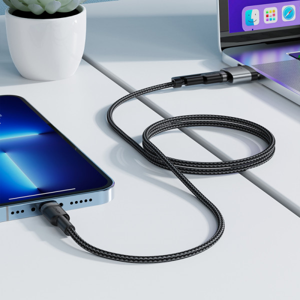 Кабель ACEFAST C22-05 USB-C to USB-C / magnetic aluminum alloy charging data cable Black (6974316285151)