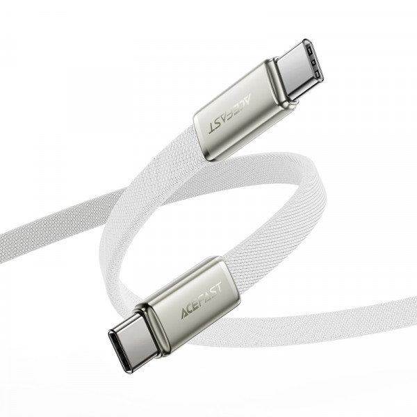 Кабель ACEFAST C24-03, Type-C to Type-C, 60W, 3A, 1.2m, Braided wire, Zinc alloy + TPE connectors, White (6974316286257)