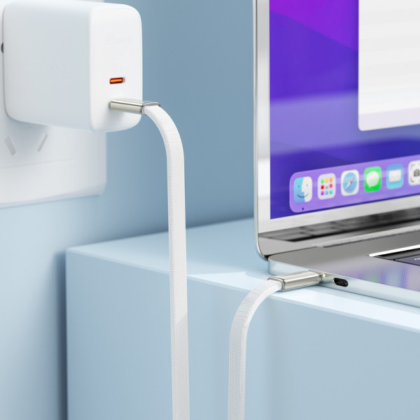 Кабель ACEFAST C24-03, Type-C to Type-C, 60W, 3A, 1.2m, Braided wire, Zinc alloy + TPE connectors, White (6974316286257)