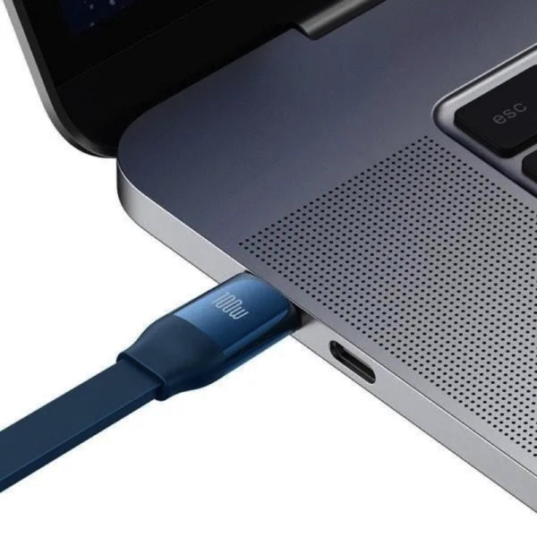 Кабель Baseus Bright Mirror 2 Series Retractable 3-in-1 Fast Charging Data Cable Type-C to M+L+C 100W 1.1m Блакитний