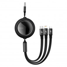 Кабель Baseus Bright Mirror 2 Series Retractable 3-in-1 Fast Charging Data Cable USB to M+L+C 66W 1.1m Black