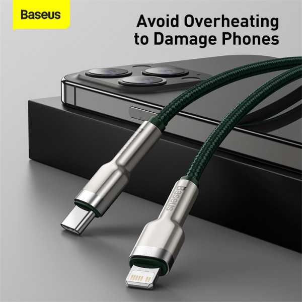 Кабель Baseus Cafule Series Metal Data Cable Type-C to iP PD 20W 1m Green (CATLJK-A06)