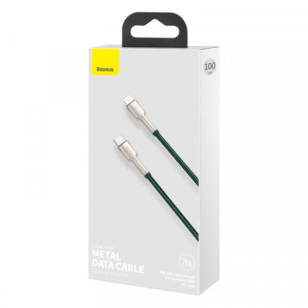 Кабель Baseus Cafule Series Metal Data Cable Type-C to iP PD 20W 1m Green (CATLJK-A06)