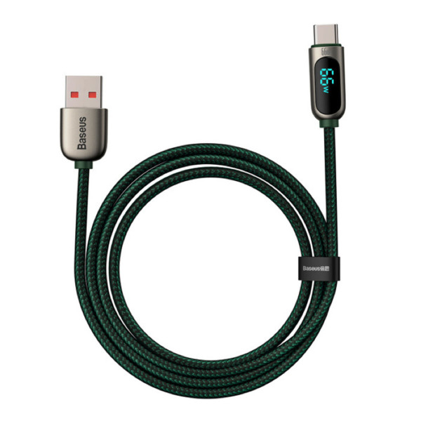 Кабель Baseus Display Fast Charging Data Cable USB to Type-C 66W 2m Green