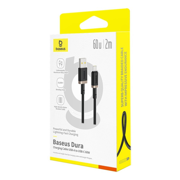 Кабель Baseus Dura Series Fast Charging Cable USB to Type-C 60W 2m Gold+Black