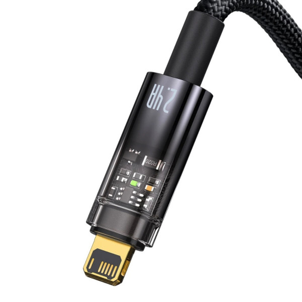 Кабель Baseus Explorer Series Auto Power-Off Fast Charging Data Cable USB to IP 2.4A 1m Чорний
