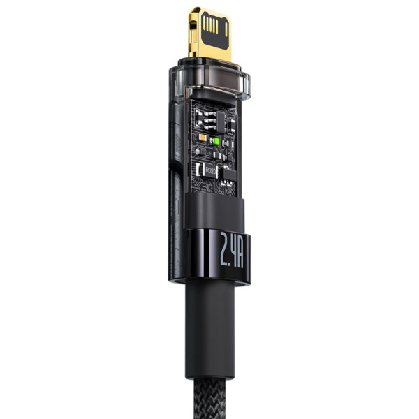Кабель Baseus Explorer Series Auto Power-Off Fast Charging Data Cable USB to IP 2.4A 1m Чорний