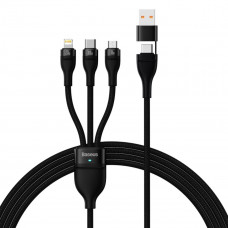 Кабель Baseus Flash Series Ⅱ Two-for-three Charging Cable U+C to M+L+C 100W 1.2m Black