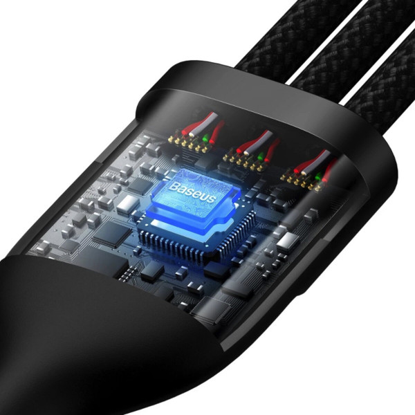 Кабель Baseus Flash Series Ⅱ Two-for-three Charging Cable U+C to M+L+C 100W 1.2m Black