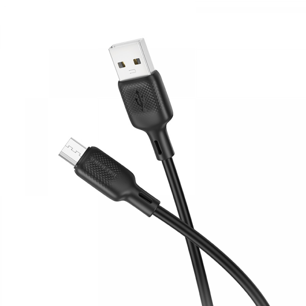 Кабель BOROFONE BX113 Lenny silicone charging data cable Micro(L=1M) Чорний