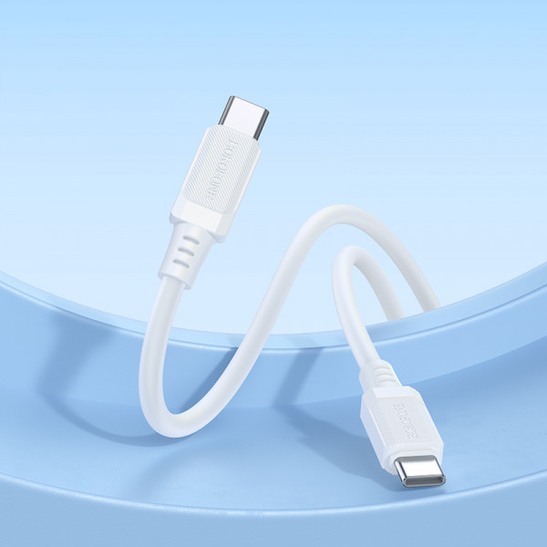 Кабель BOROFONE BX115 Lotto 60W silicone charging data cable C to C White (6941991119699)