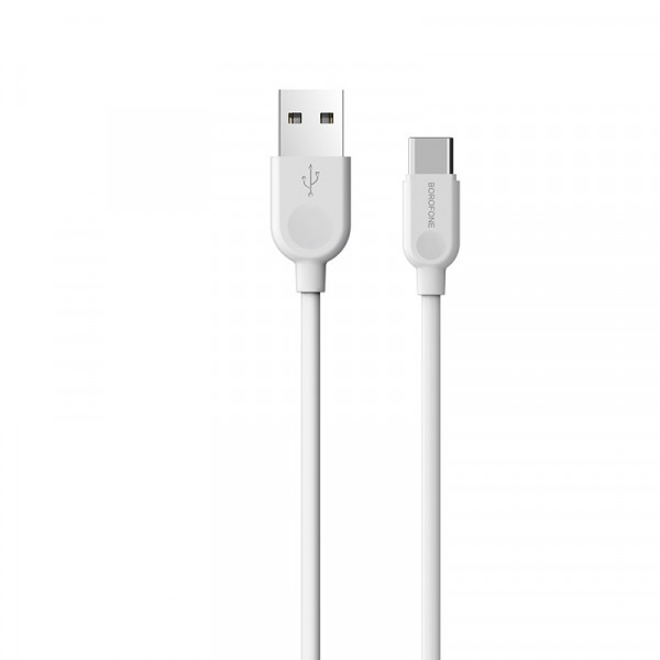 Кабель BOROFONE BX14 USB to Type-C 2.4A, 3m, PVC, TPE connectors, Білий