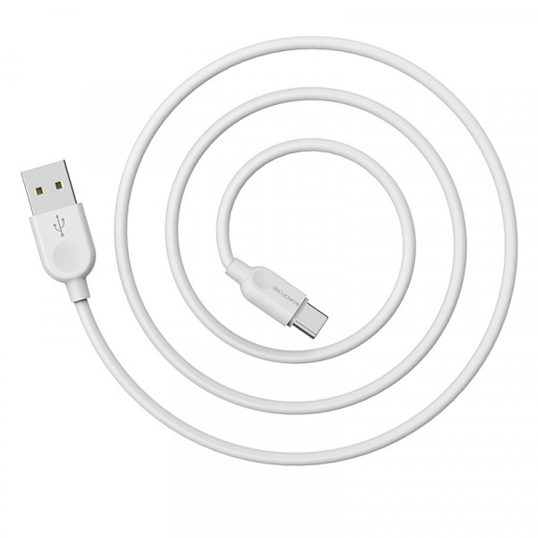 Кабель BOROFONE BX14 USB to Type-C 2.4A, 3m, PVC, TPE connectors, Білий