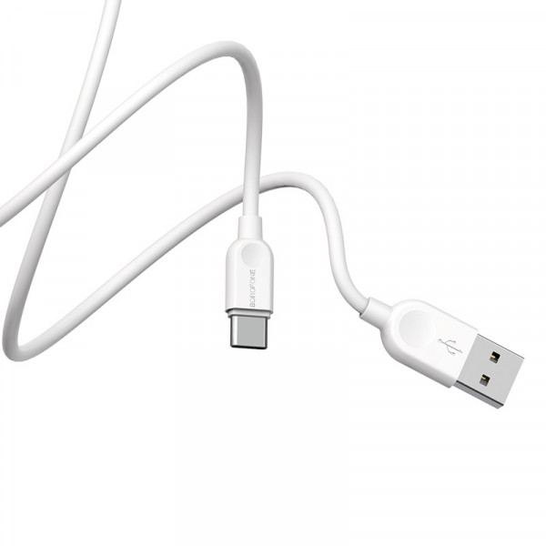 Кабель BOROFONE BX14 USB to Type-C 2.4A, 3m, PVC, TPE connectors, Білий