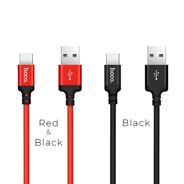 Кабель HOCO X14 USB to Type-C 2A, 2m, nylon, aluminum connectors, Чорний
