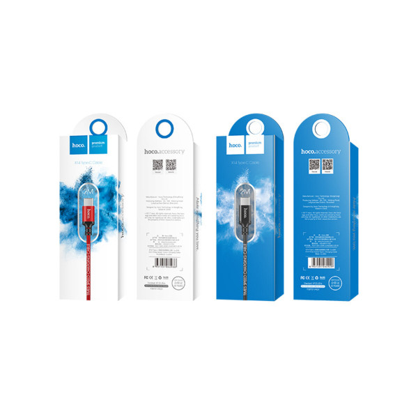 Кабель HOCO X14 USB to Type-C 2A, 2m, nylon, aluminum connectors, Чорний