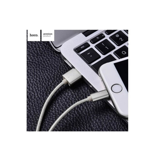 Кабель HOCO X2 USB to iP 2.4A, 1m, nylon, aluminum connectors,Tarnish