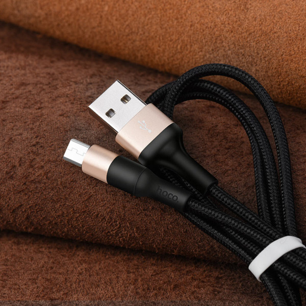 Кабель HOCO X26 Xpress charging data cable for Micro Black＆Gold