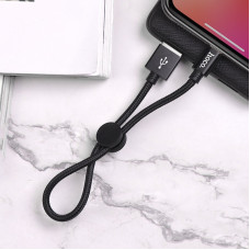 Кабель HOCO X35 USB to iP 2.4A, 0.25m, nylon, aluminum connectors, Black (6931474707413)