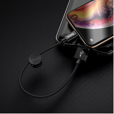 Кабель HOCO X35 USB to iP 2.4A, 0.25m, nylon, aluminum connectors, Black (6931474707413)