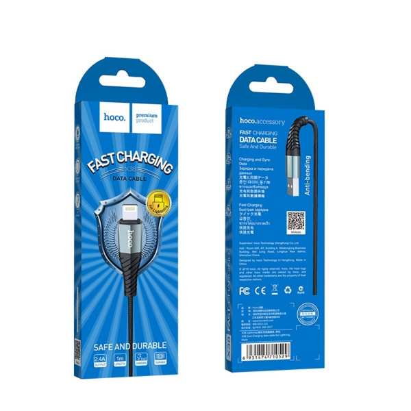 Кабель HOCO X38 Cool Charging data cable for iP Black