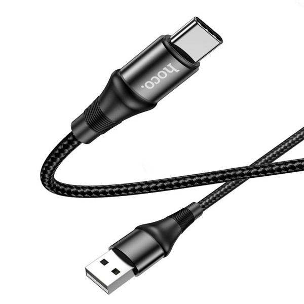 Кабель HOCO X50 USB to Type-C 3A, 1m, nylon, aluminum connectors, Чорний