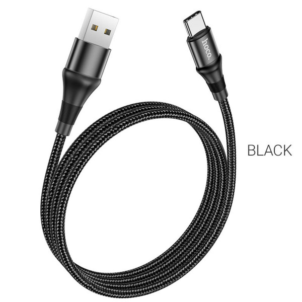 Кабель HOCO X50 USB to Type-C 3A, 1m, nylon, aluminum connectors, Чорний