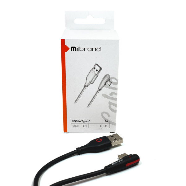 Кабель Mibrand MI-11 Two Colour Elbow Charging Line USB for Type-C 2A 1m Black