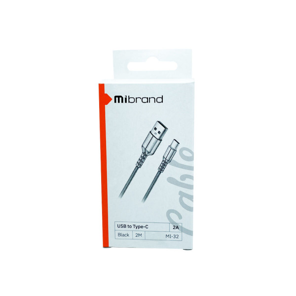 Кабель Mibrand MI-32 Nylon Charging Line USB for Type-C 2A 2m Black