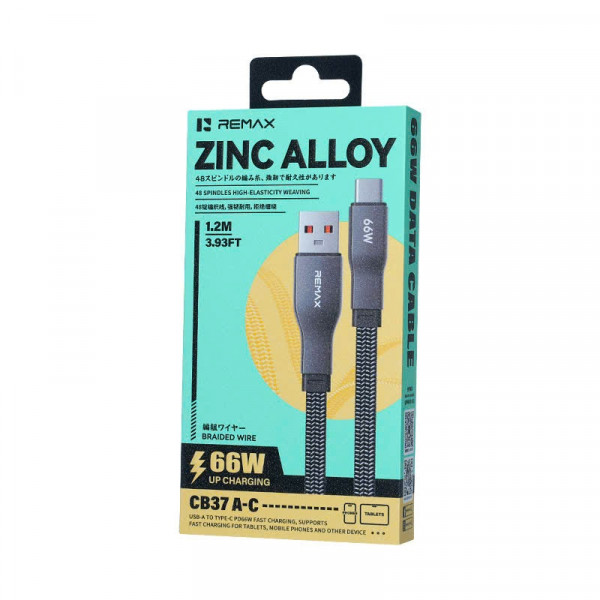 Кабель REMAX Pisces Series Zinc Alloy Braided Data Cable CB37 1.2M (A-C)-66W (6954851262398)