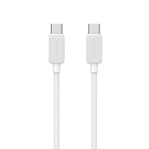 Кабель Usams US-SJ691 60W Striped Data Cable Type-C To Type-C-KY Series 1M білий