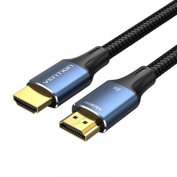 Кабель Vention Cotton Braided HDMI-A Male to Male HD v2.1 Cable 8K 5M Блакитний Aluminum Alloy Type (ALGLJ)