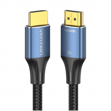 Кабель Vention Cotton Braided HDMI-A Male to Male HD v2.1 Cable 8K 5M Блакитний Aluminum Alloy Type (ALGLJ)