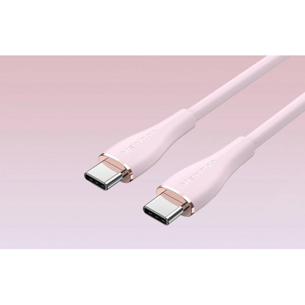 Кабель Vention USB 2.0 C Male to C Male 5A Cable 1M Pink Silicone Type (TAWPF)