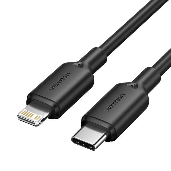 Кабель Vention USB 2.0 Type-C Male to Lightning Male 3A Cable 1M Black PVC Type